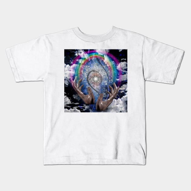 Hands prays to the God's eye Kids T-Shirt by rolffimages